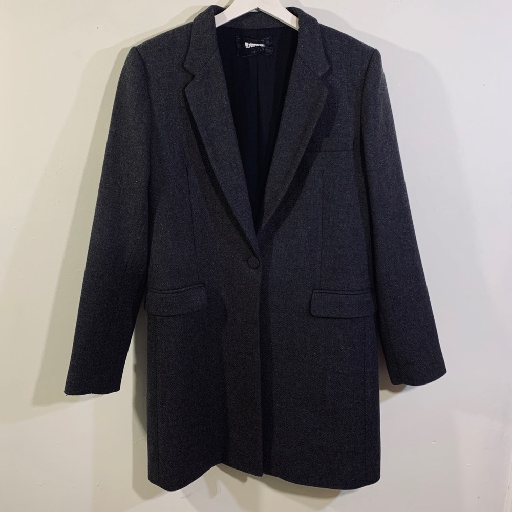 Reformation Herringbone Gray Peacoat